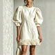 Rebecca | Puff Sleeve Flower Hem Mini Dress