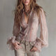 Pamela | Floral V-Neck Flare-Sleeve Blouse