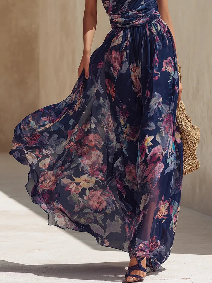 Camille | One-Shoulder Printed Patchwork Maxi Dress for Women
