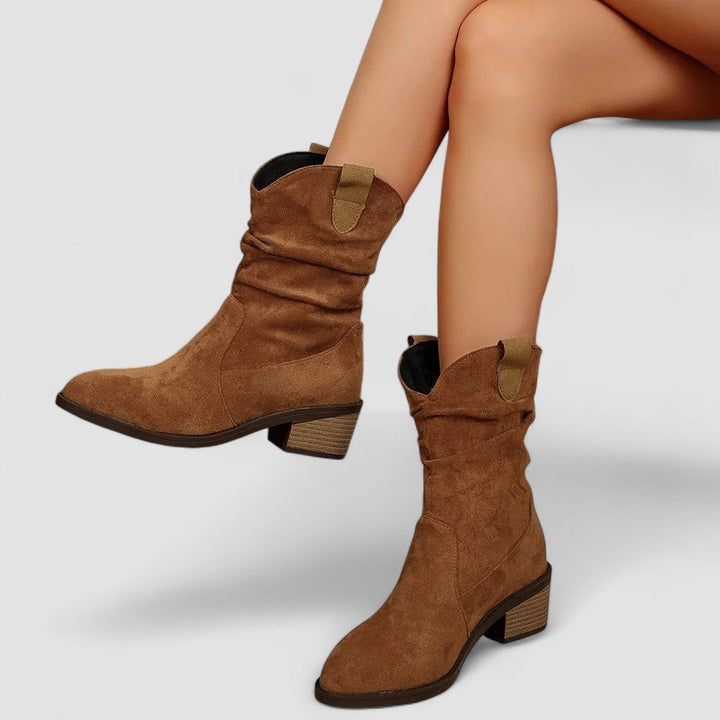 Rachy women's slouch mid-calf boot by Bennett and Lowe featuring soft leather and a relaxed, stylish silhouette.