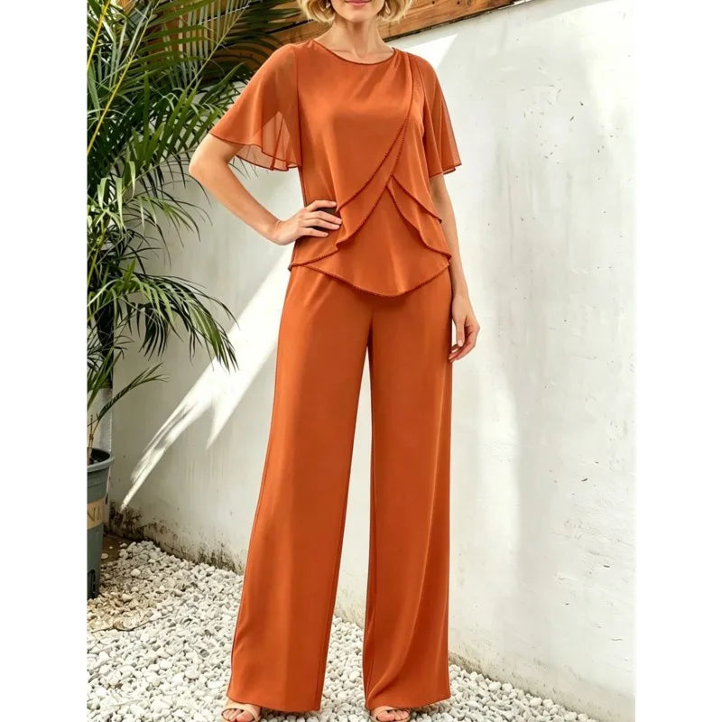 Alexandra | Asymmetrical-Top Wide-Leg Pants Set