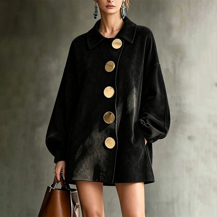 Felicity | Lapel Button Mid-Length Jacket