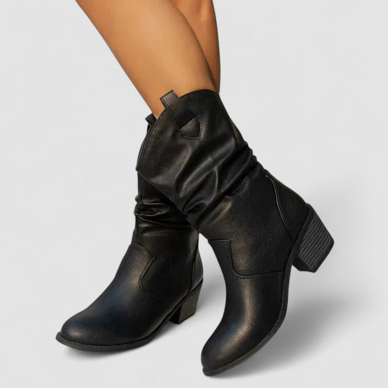 Brown Vivian orthopedic leather boots for women by Bennett and Lowe, featuring a stylish ankle design and sturdy soles.
