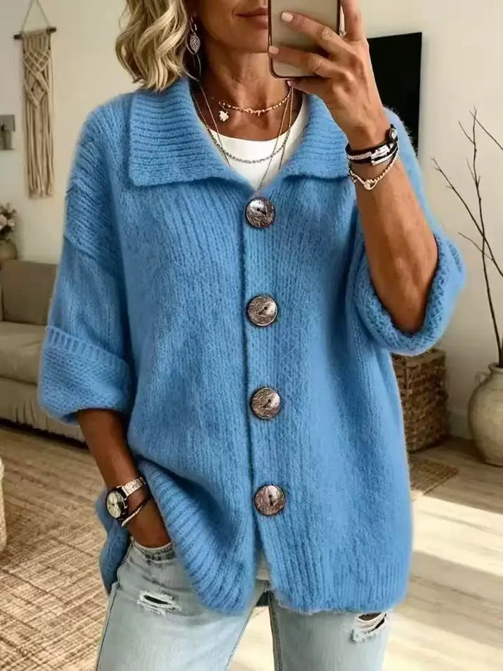 Erin | Turn-Down Collar Button Cardigan
