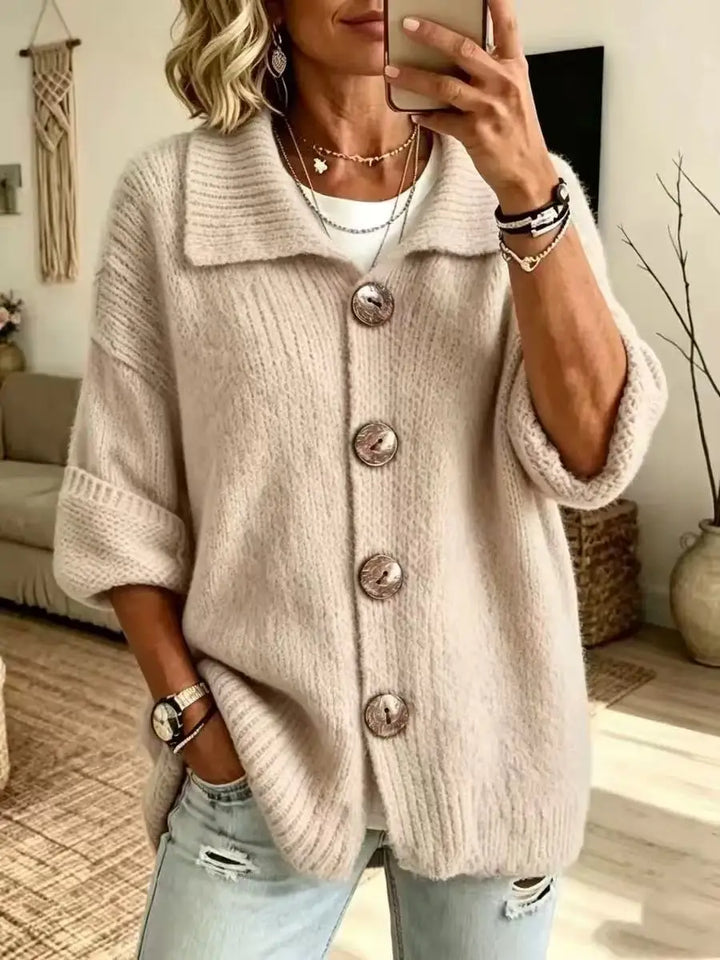 Erin | Turn-Down Collar Button Cardigan