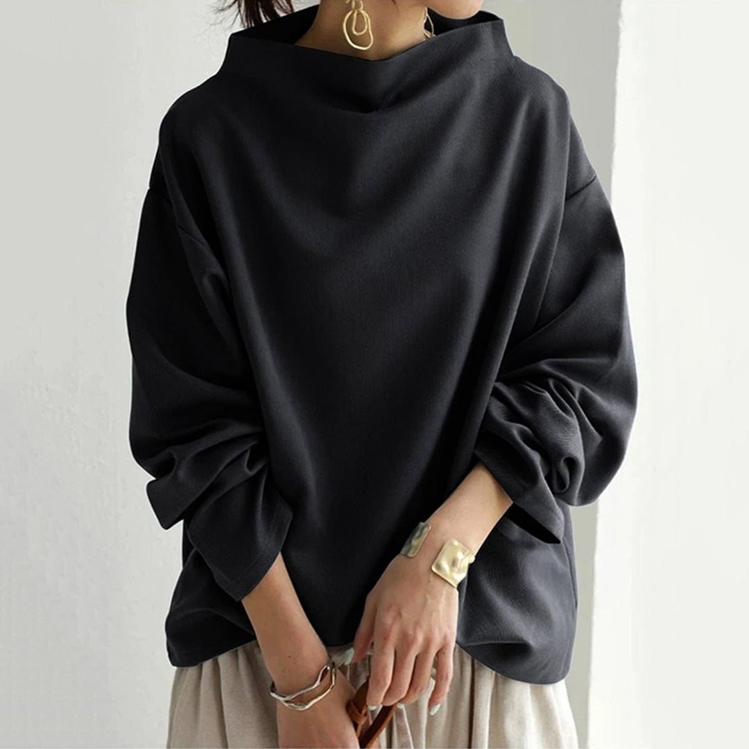 Elly | High-Neck Long-Sleeve Relaxed Top for Women