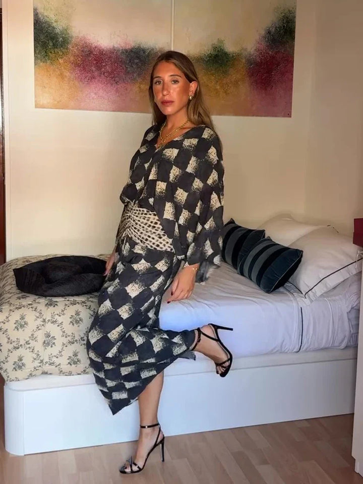 Valerie | Monochrome Print Maxi Dress for Women