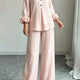 Susanna | Floral-Cuff Wide-Leg Pants Set