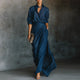 Ismeria | Pleated Button-Up Wide-Leg Two-Piece Set for Women