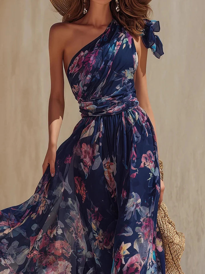 Camille | One-Shoulder Printed Patchwork Maxi Dress for Women