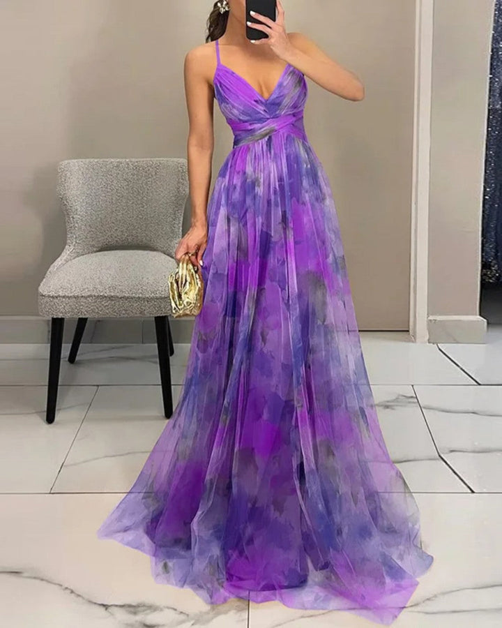 Claire | Watercolor Chiffon Maxi Dress for Women