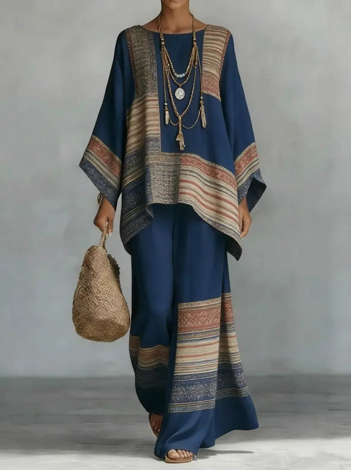 Elegant two-piece set by Bennett and Lowe featuring a stylish top and matching skirt, worn by a model in a fashion photoshoot.