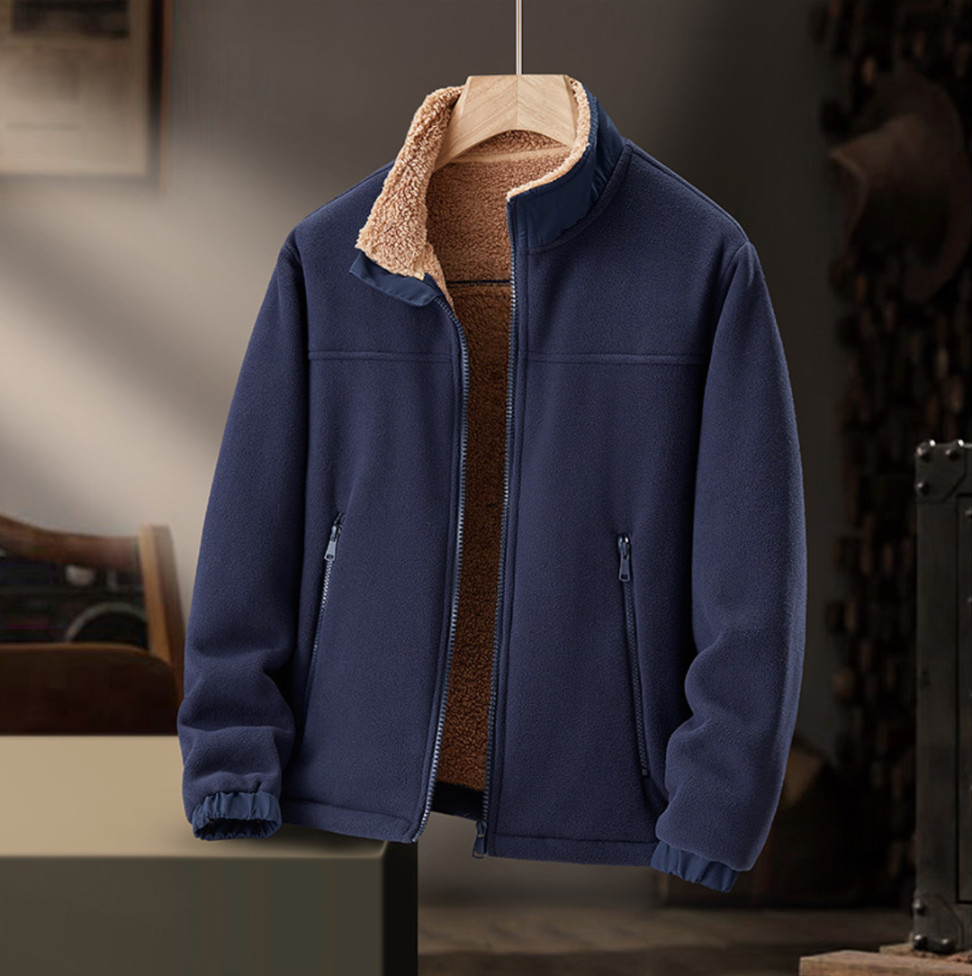 Bennett and Lowe Grayson plush-collar zip jacket for women, shown in a cozy, stylish design with a plush collar and full zip closure.