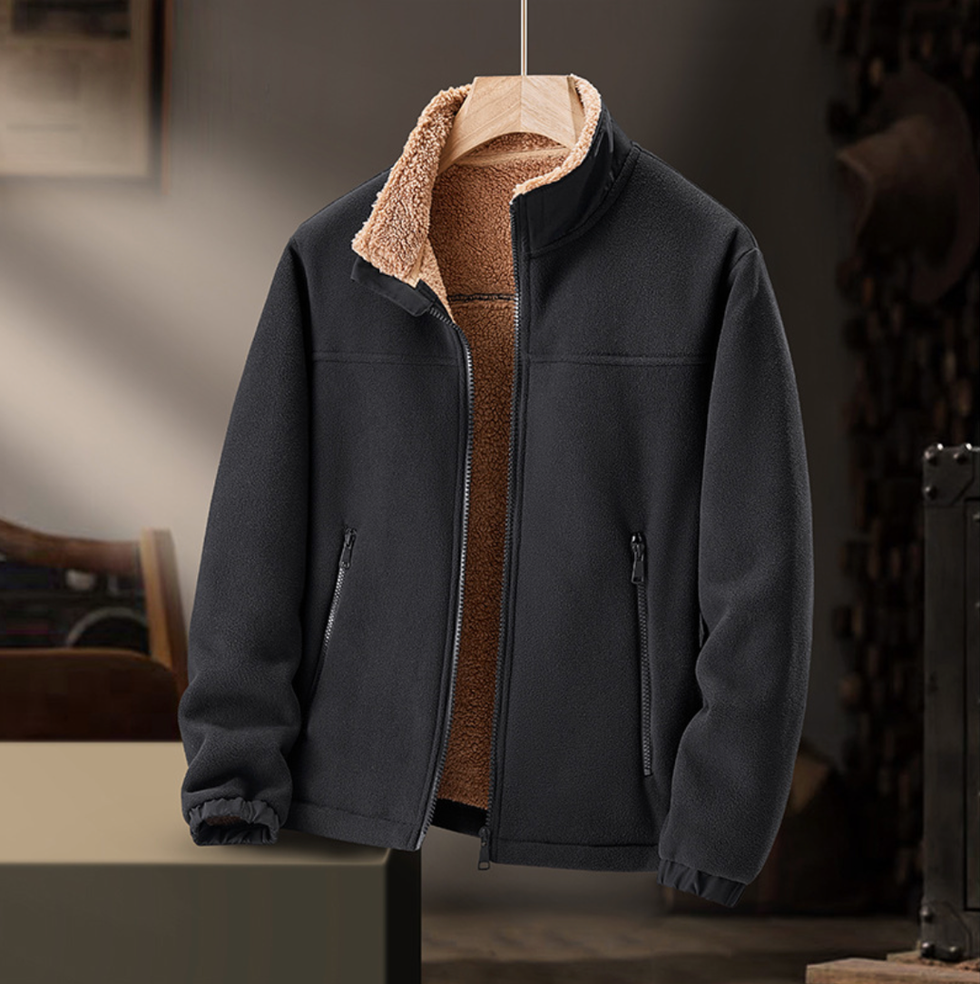 Bennett and Lowe Grayson plush-collar zip jacket for women, shown in a stylish, cozy jacket with a plush collar and front zipper.
