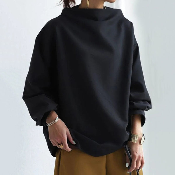 Elly | High-Neck Long-Sleeve Relaxed Top for Women