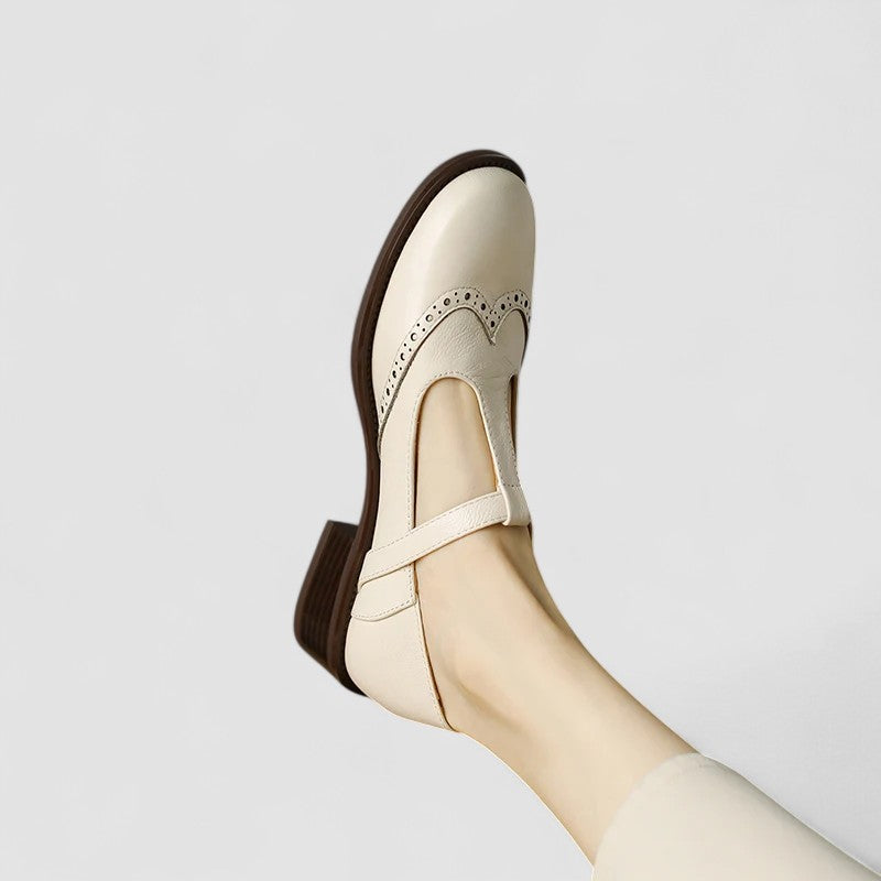 Bennett and Lowe Daisy casual Mary Jane shoes with rounded toe and strap, in soft pastel color, on a white background.