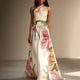 Rosalie | Watercolor Floral Halter-Neck Tie-Waist Maxi Dress for Women