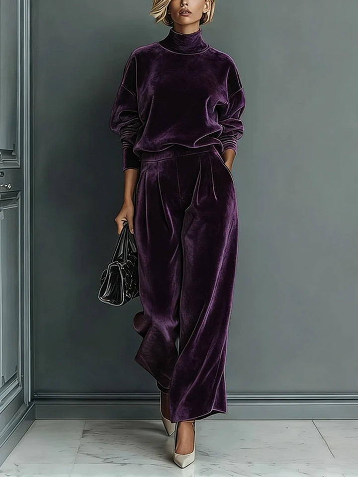 Marilyn Bennett & Lowe high-neck wide-leg pants set, elegant two-piece outfit in a coordinated style