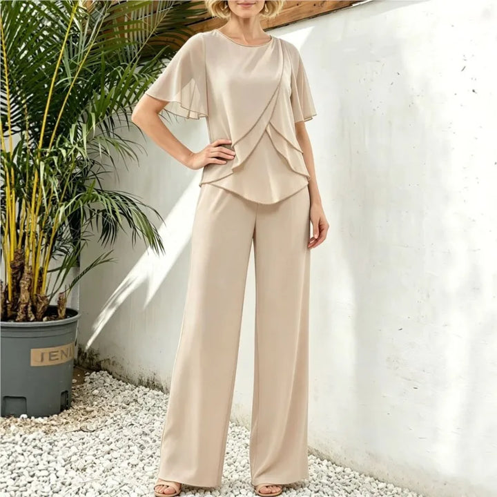 Alexandra | Asymmetrical-Top Wide-Leg Pants Set