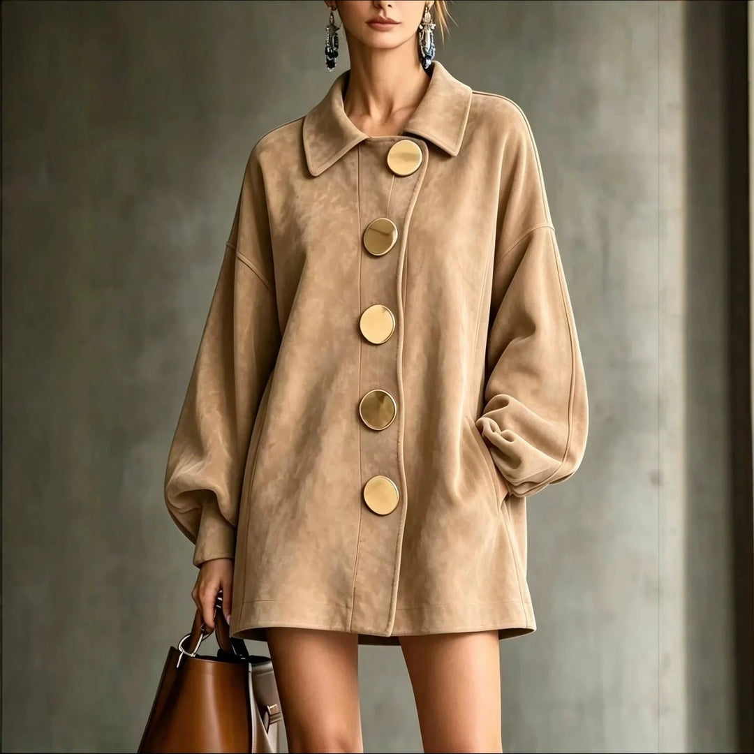 Felicity | Lapel Button Mid-Length Jacket