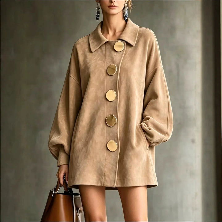 Felicity | Lapel Button Mid-Length Jacket