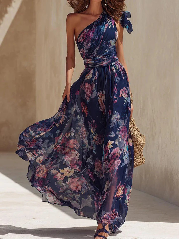 Camille | One-Shoulder Printed Patchwork Maxi Dress for Women