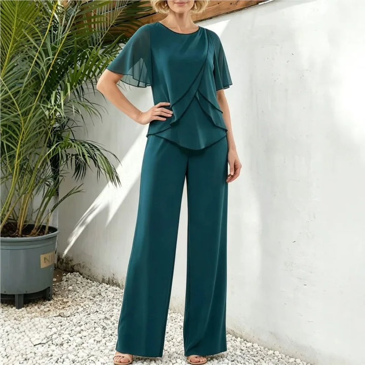 Alexandra | Asymmetrical-Top Wide-Leg Pants Set