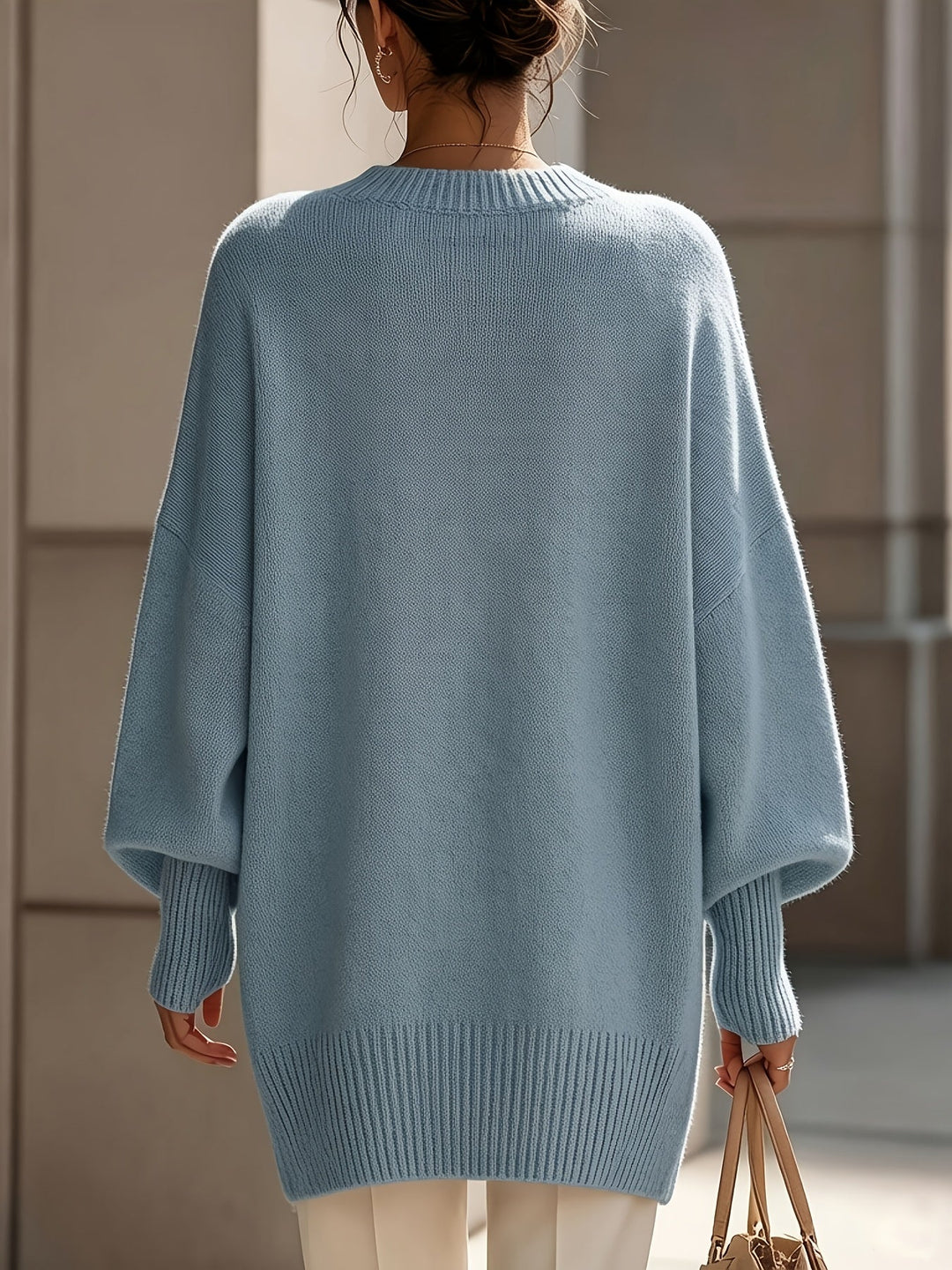 Bennett and Lowe Sorrel oversized batwing crew sweater in sky blue