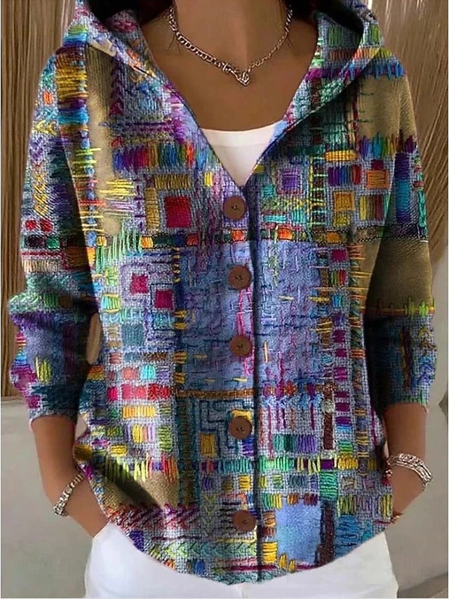 Sophia wearing Bennett and Lowe Vanessa soft long-sleeve open-front cardigan for women, in a warm, cozy fit.