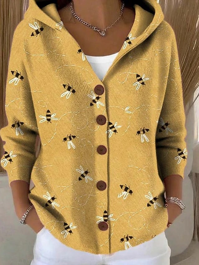 Sophia wearing Bennett and Lowe Vanessa soft long-sleeve open-front cardigan for women, in a warm, cozy knit style.