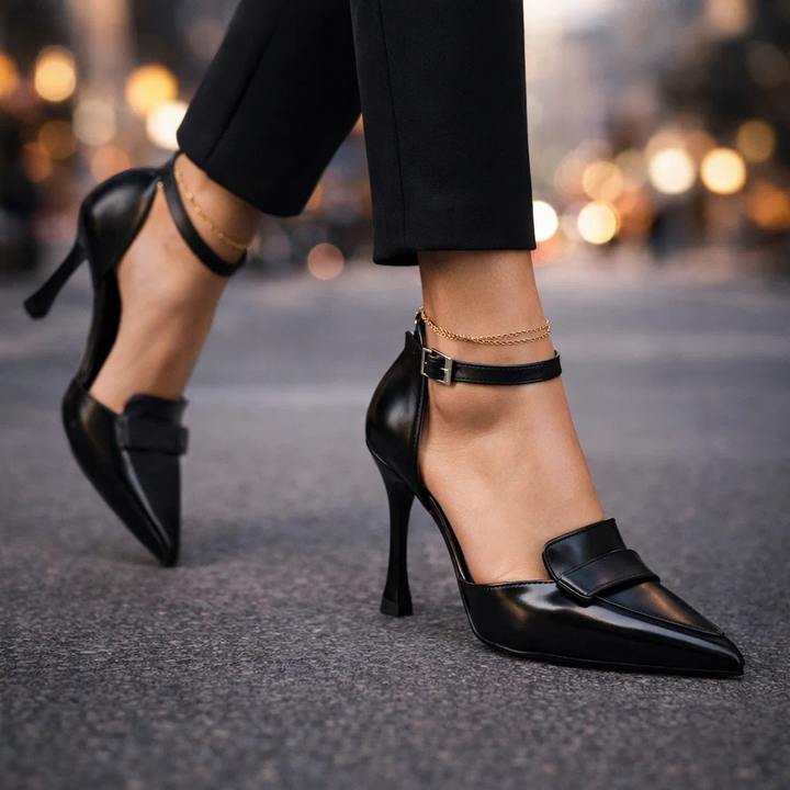 Corisande | Loafer-Style Pointed Ankle Strap Pump