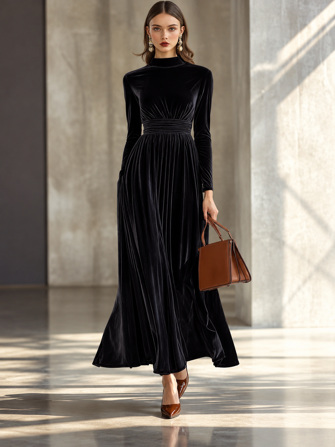 Teresa | Long-Sleeve Flared Maxi Dress