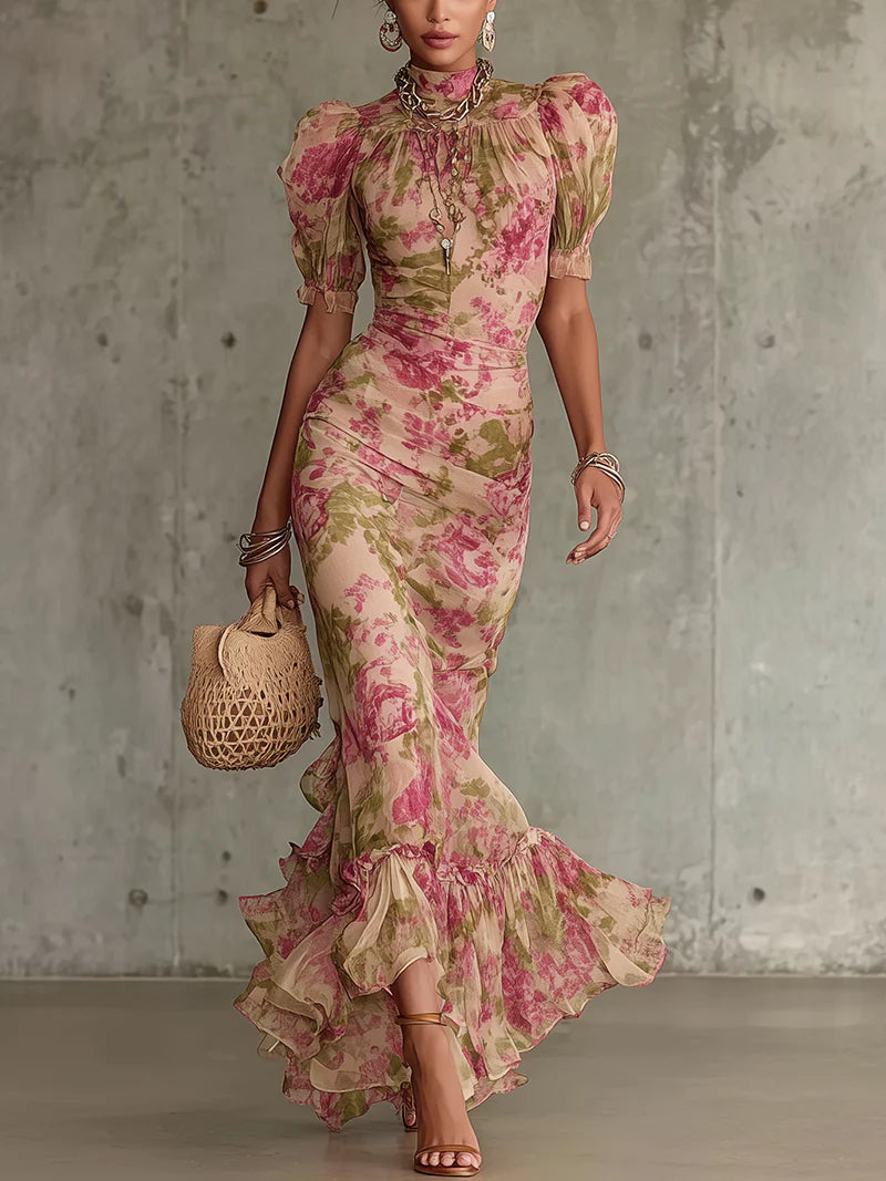 Riley | Floral Puff-Sleeve Maxi Dress for Women