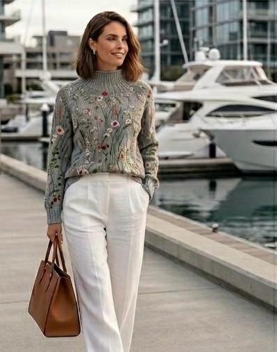 Rosamund floral knit jumper for women by Bennett and Lowe, featuring a colorful floral pattern and cozy knit texture.