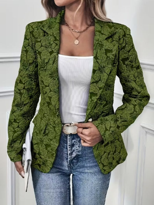 Linda paisley-print fitted blazer by Bennett and Lowe, long sleeve design, tailored for a stylish, structured look.