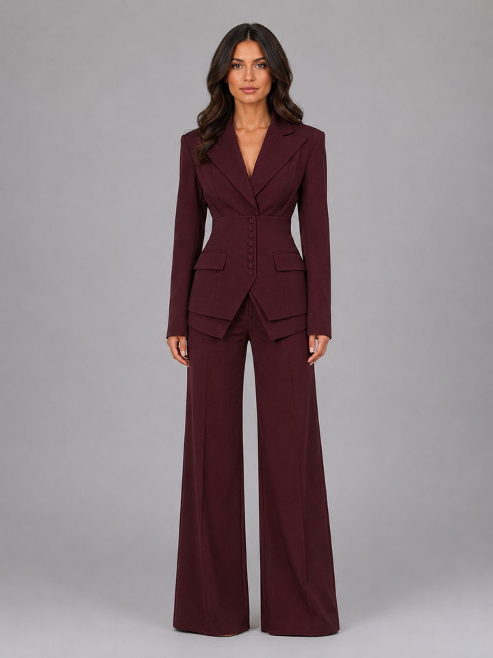 Kimberly | Cinched-Waist Wide-Leg Suit