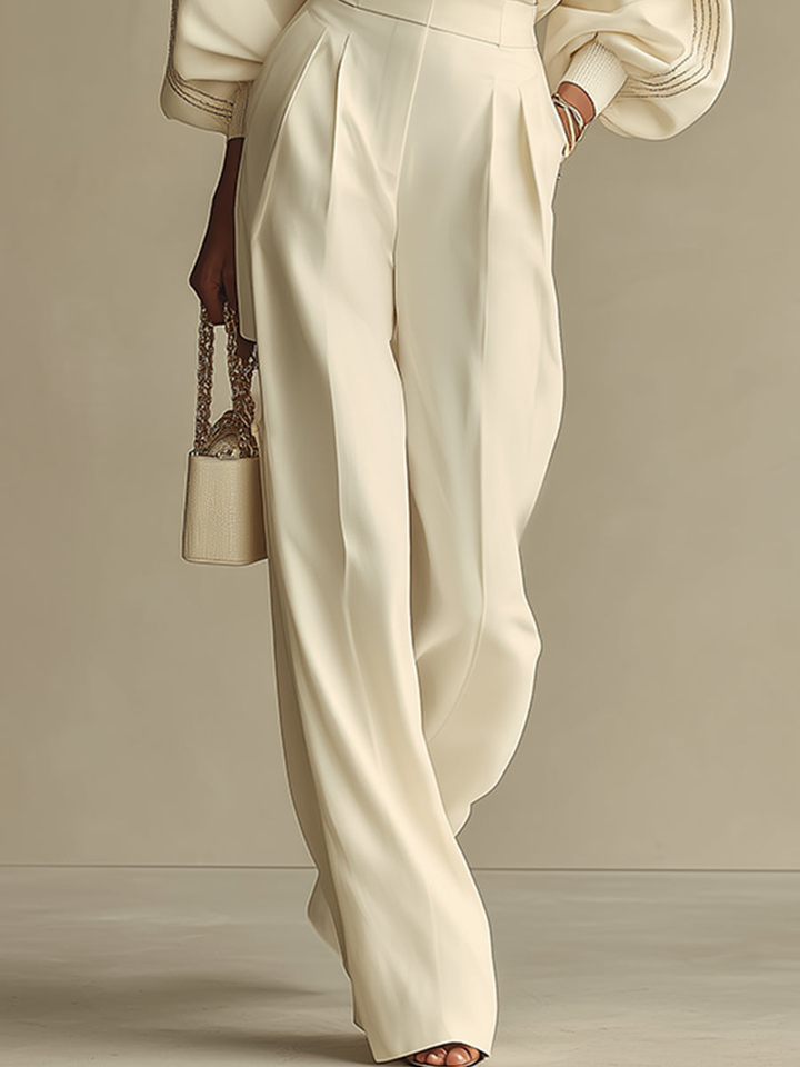 Brenda ribbed wide-leg pants set by Bennett and Lowe, featuring a matching ribbed top and flowy wide-leg pants.