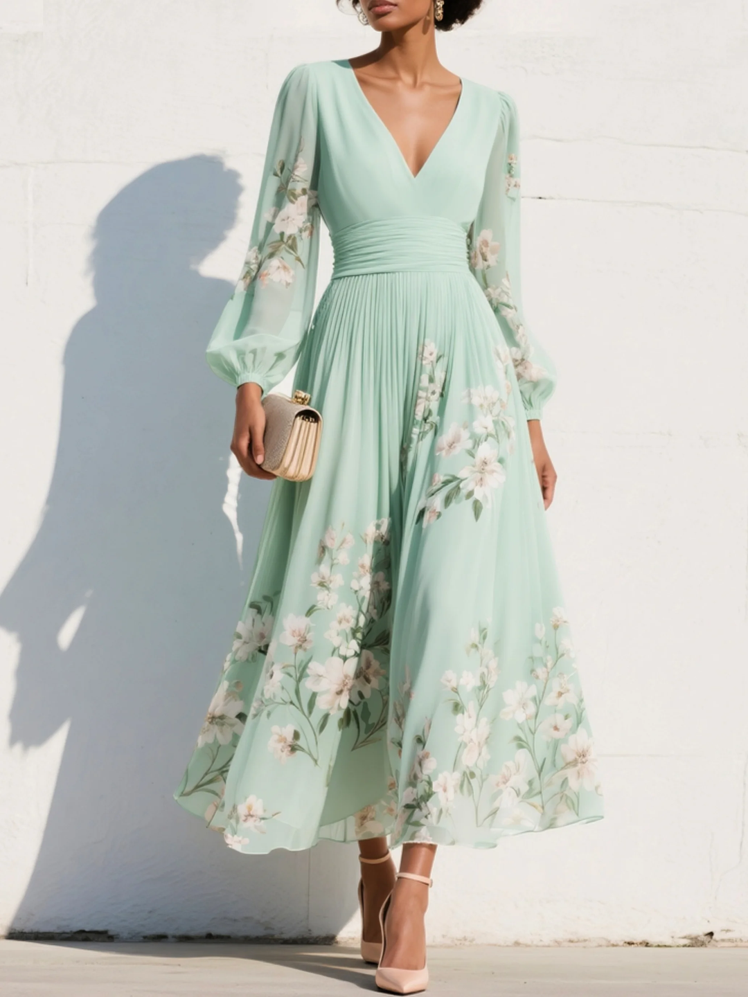 Danielle | Puff Sleeve Midi Dress for Women