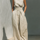 Aurora | Relaxed Beige Sleeveless Wide-Leg Co-Ord Set