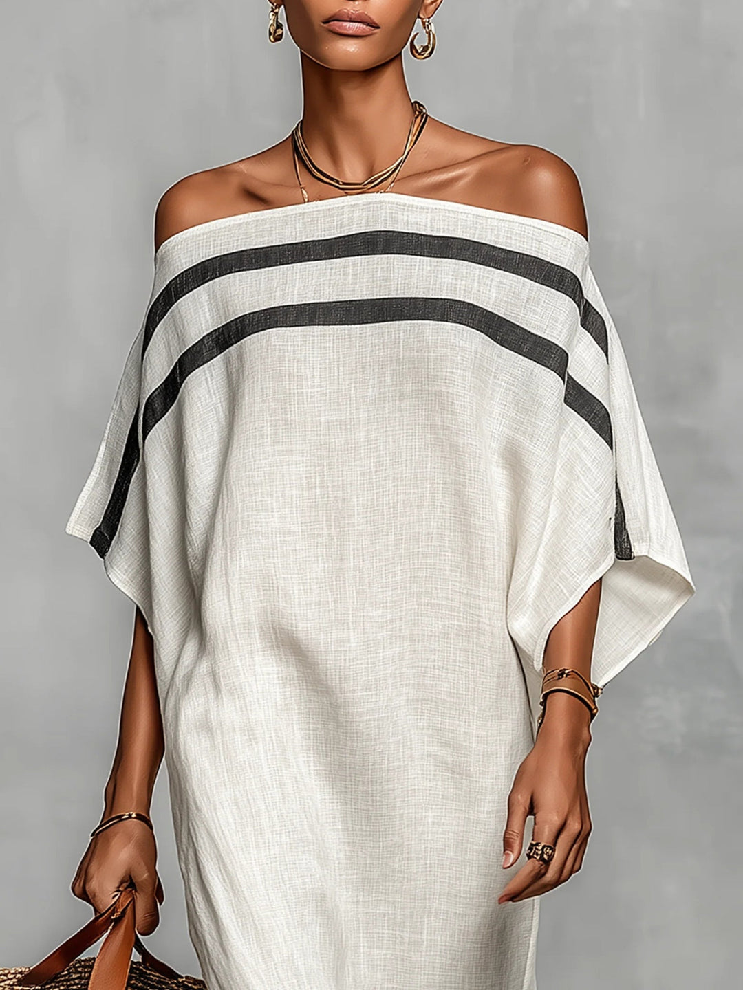 Aveline off-shoulder batwing maxi dress for women in soft yellow, flowing fabric with a relaxed fit and elegant design.