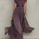 Purple Keyhole Neckline Chiffon Lace Trim Maxi Dress