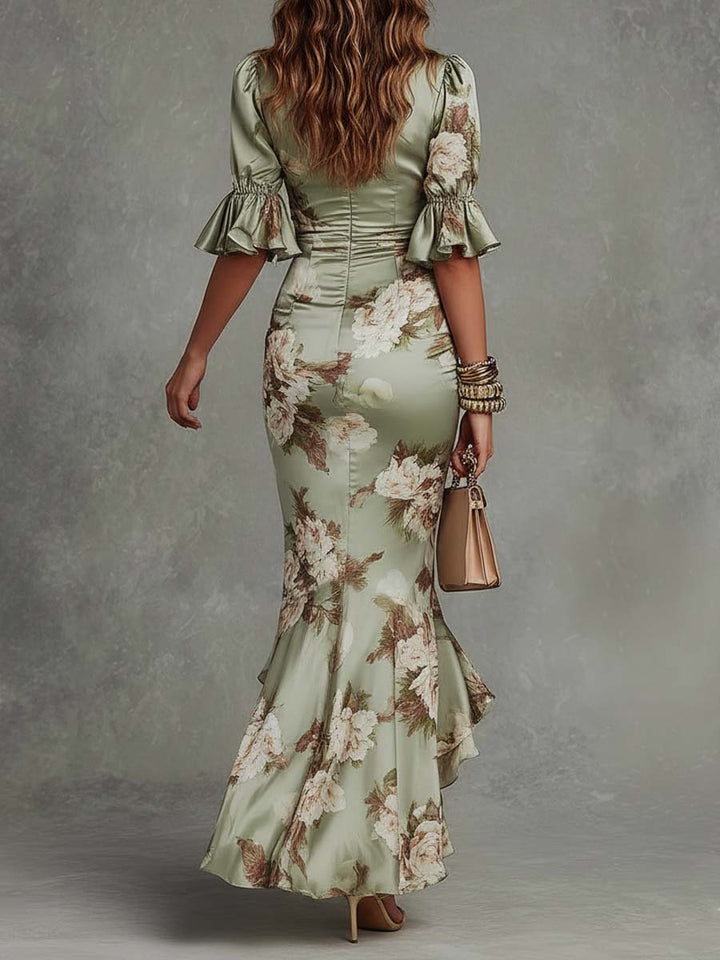 Katherine | Ruched Floral Maxi Dress for Women