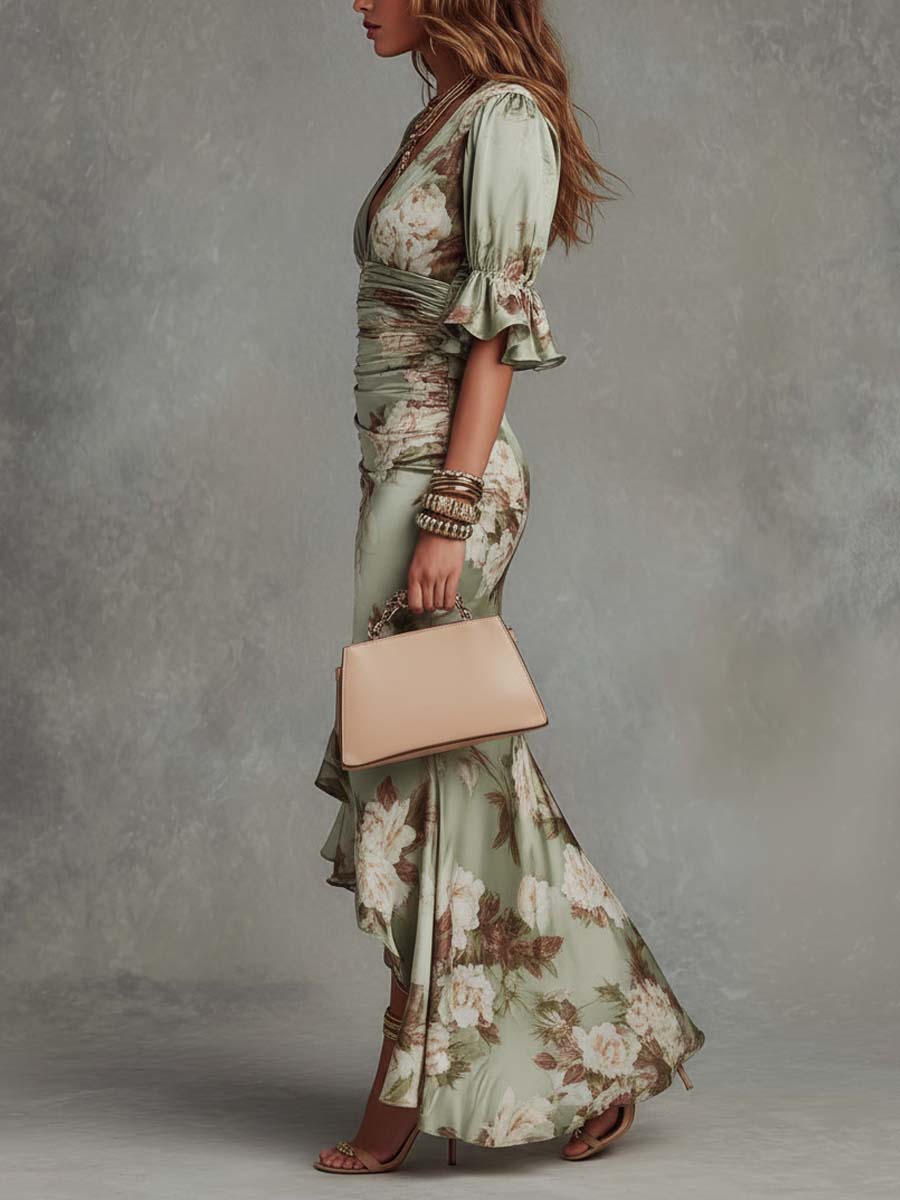 Katherine | Ruched Floral Maxi Dress for Women