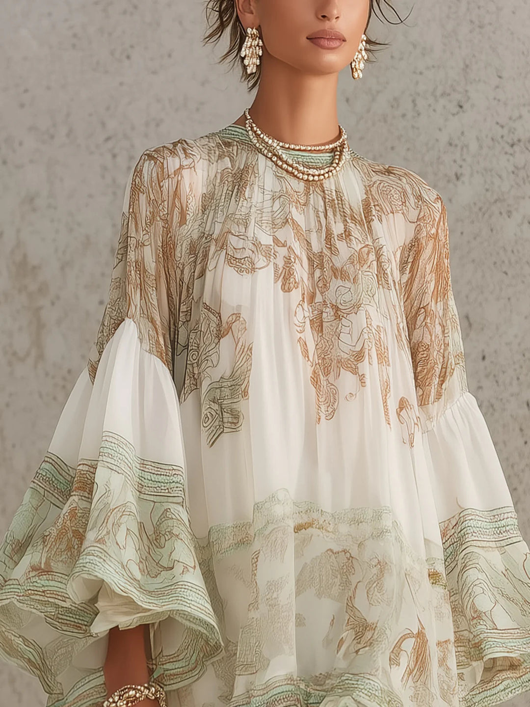 Printed ruffle-hem mini dress for women by Bennett and Lowe, featuring a stylish design with ruffles and vibrant floral print.