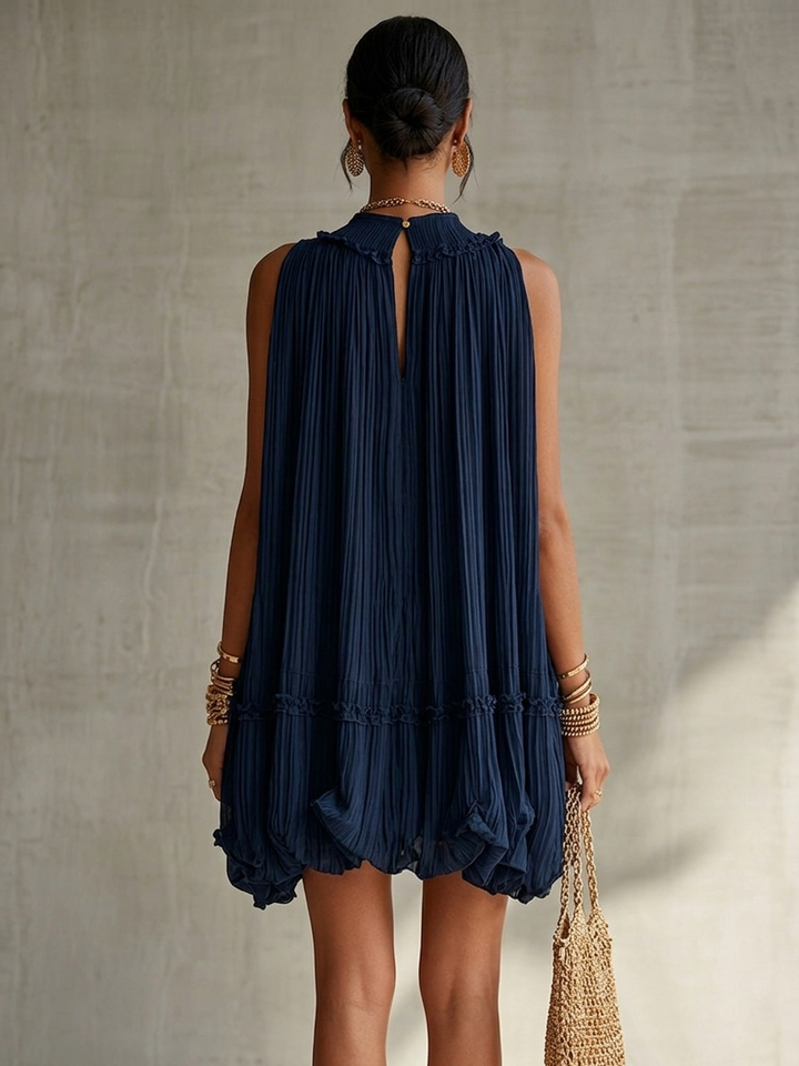 Emily | Midnight Blue Ruffle Midi Dress for Women