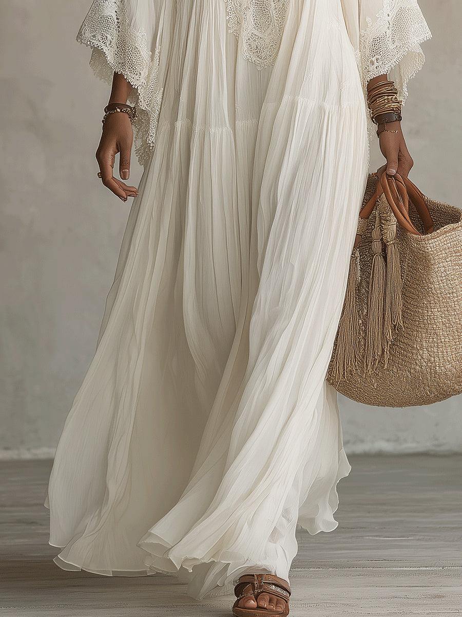 Celeste lace batwing maxi dress for women by Bennett and Lowe, featuring flowing fabric and elegant design.