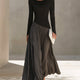 Peggy | Two-Tone Draped-Neck Long-Sleeve Maxi Dress for Women