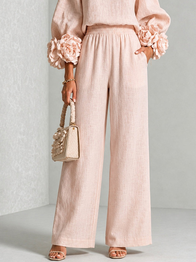 Pink Yolanda™ Ruffle Cuff Two-Piece Set by Bennett and Lowe, featuring ruffled cuffs and a stylish coordinated design.
