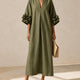 Juniper | Flowy Maxi Dress With Rose-Cuff Sleeves
