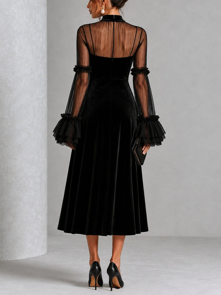 Ravenna | Sheer Ruffle-Sleeve Midi Dress